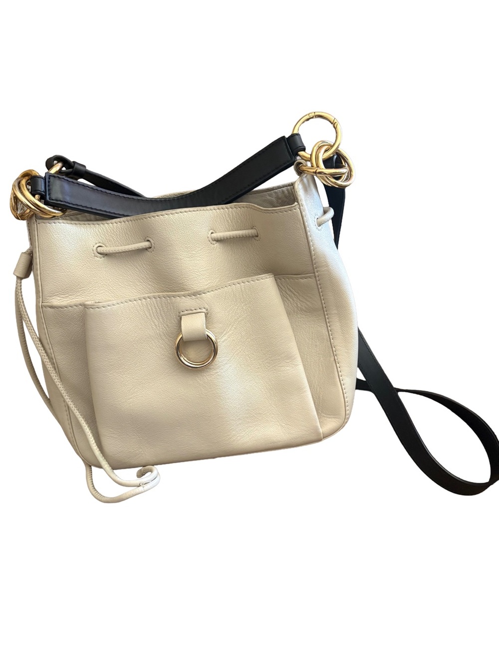 See By Chloé Cream Leather Drawstring Hobo Bag
